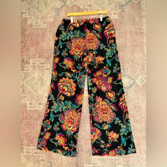 Ralph Lauren Black Wide-Leg Floral Pants with Multicolor Print - Picture 7 of 9